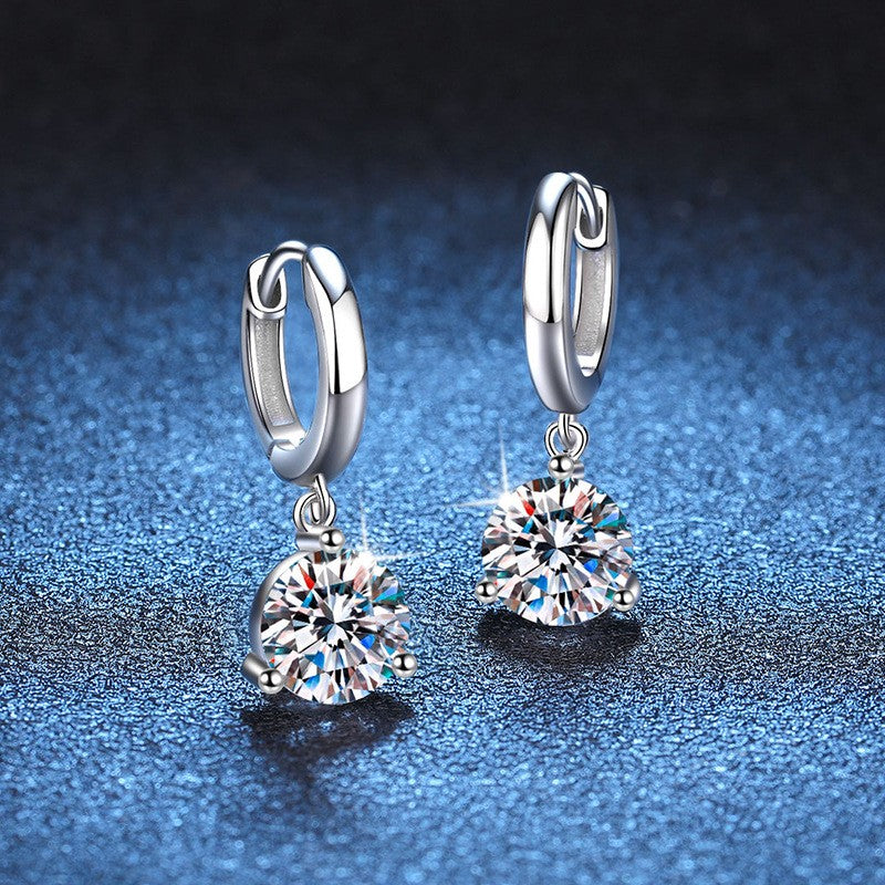 European And American S925 Sterling Silver Earrings Moissanite - Sparkle