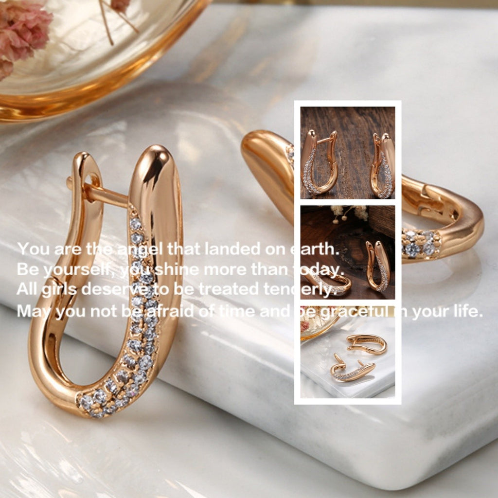 Zirconium Earrings Elegant Geometric Double Layer -beautiful design.