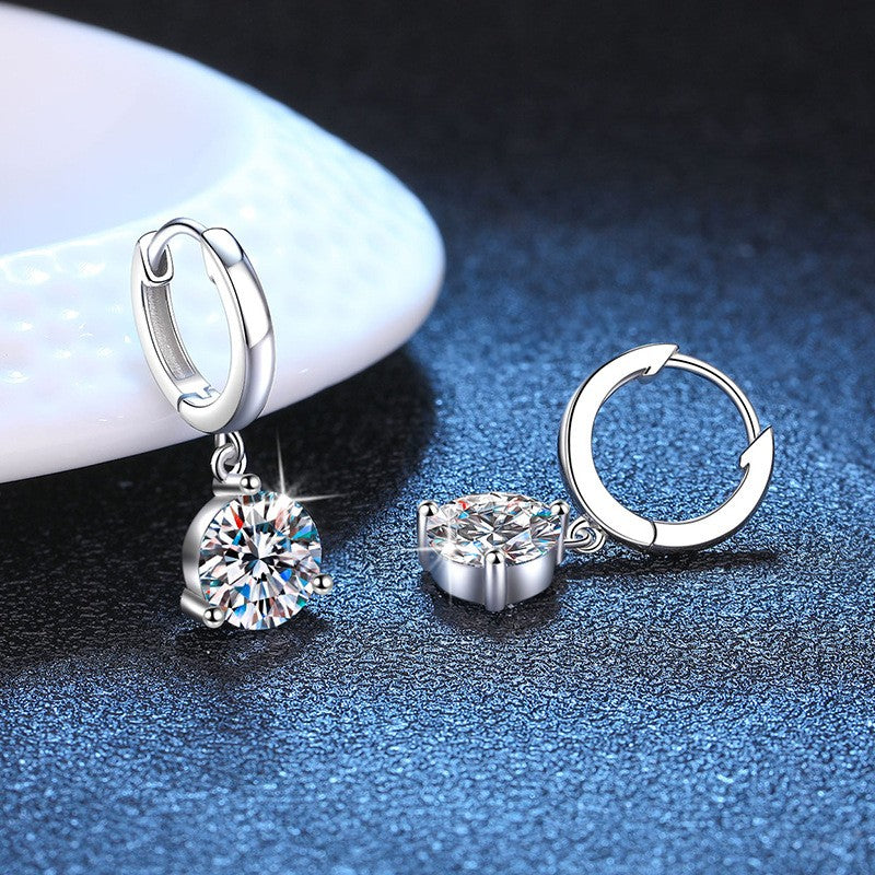 European And American S925 Sterling Silver Earrings Moissanite - Sparkle