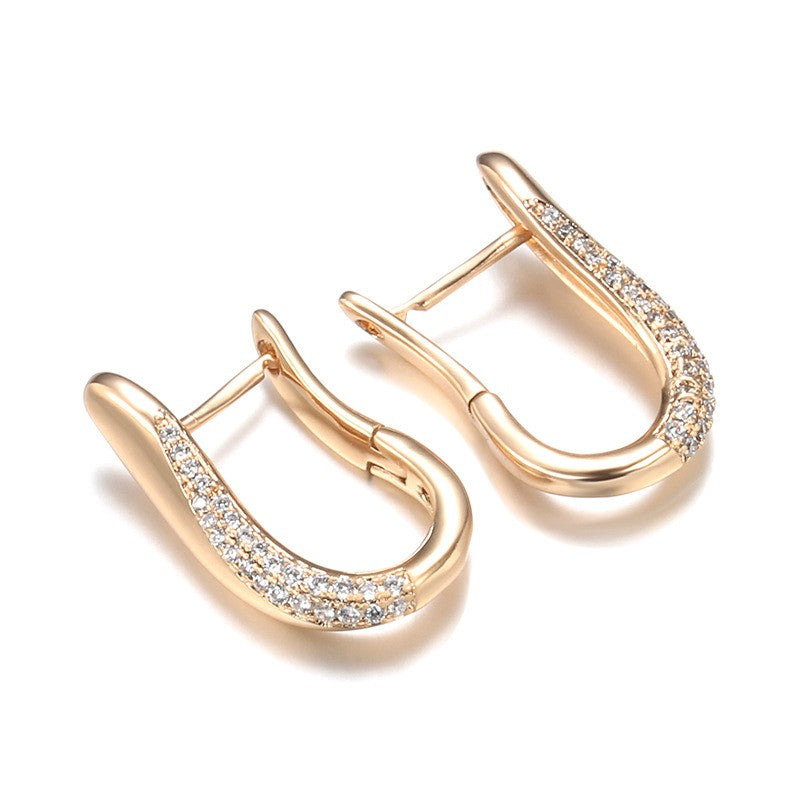 Zirconium Earrings Elegant Geometric Double Layer -beautiful design.