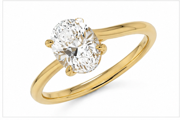 Solitaire Engagement Ring 14k Gold Lab Grown 2 Ct Oval Cut F VS1 Classic,IGI