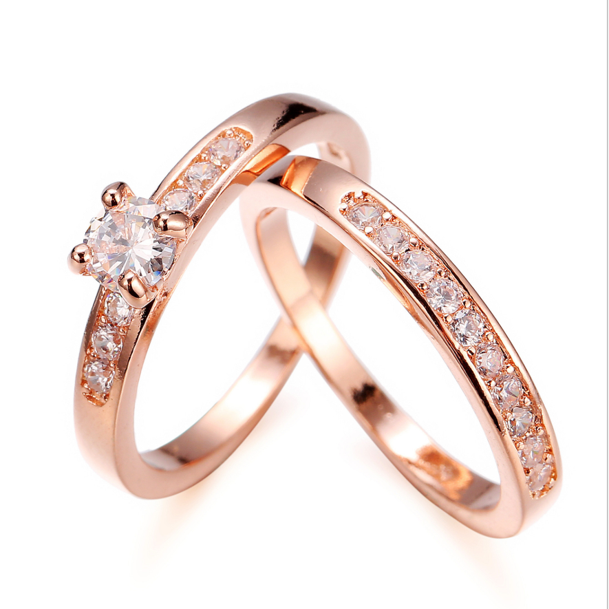 Rose gold Plated Ring with CZ Diamonds