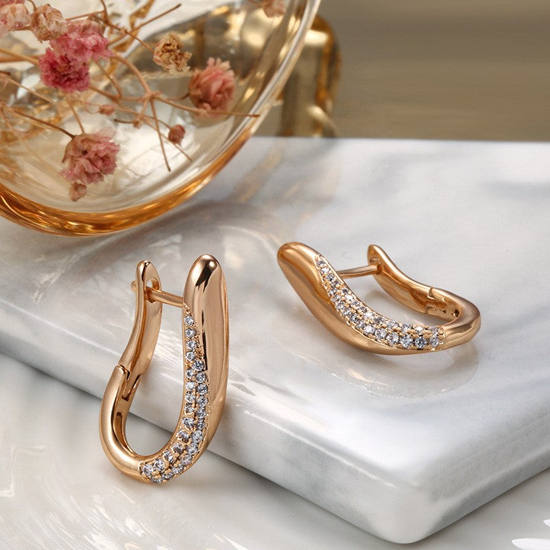 Zirconium Earrings Elegant Geometric Double Layer -beautiful design.