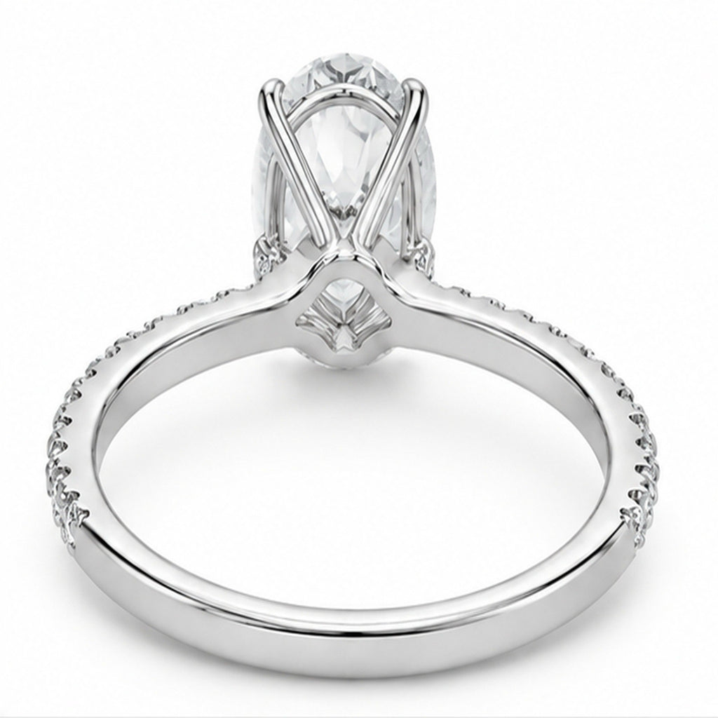 2 Carat Oval Lab-Grown Diamond Engagement Ring, Hidden Halo, 14K White Gold, IGI