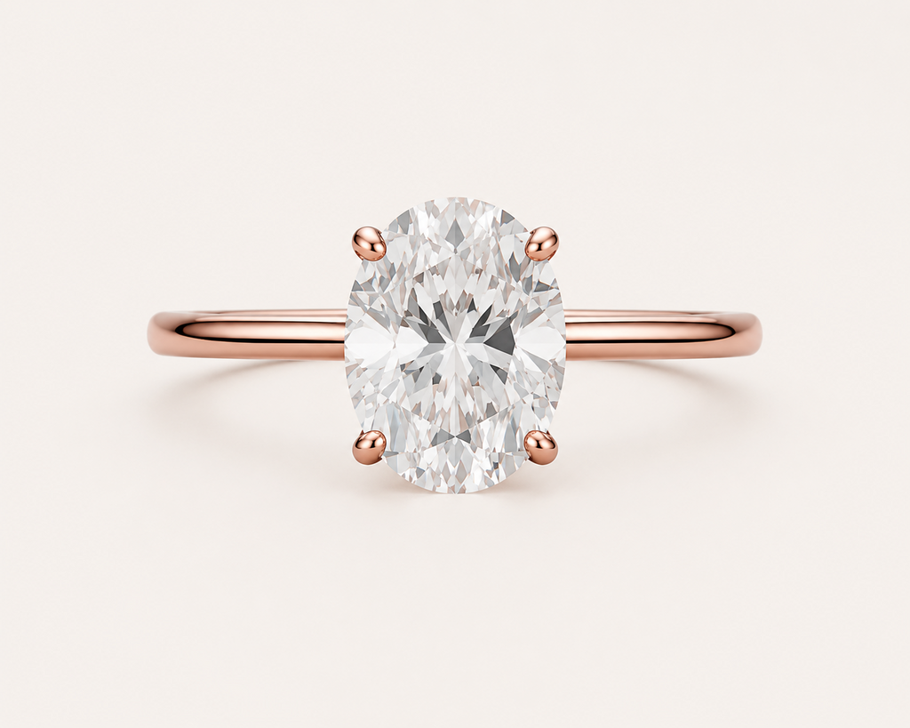 Solitaire Diamond Ring 14k Gold Lab Grown 2 Ct Oval Cut F VS1 Classic,IGI