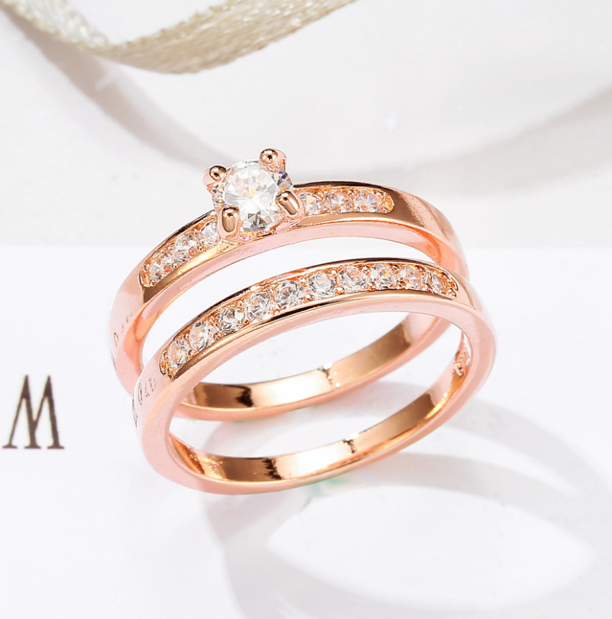 Rose gold Plated Ring with CZ Diamonds