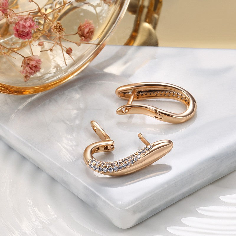 Zirconium Earrings Elegant Geometric Double Layer -beautiful design.