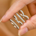 V-shaped Simulation Moissanite Diamond Ring Stackable  Finger Ring