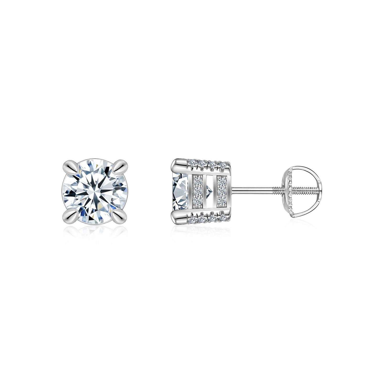 Stunning S925 Sterling Silver Moissanite Stud Earrings, 0.5 & 2ct D-VVS1 4-Prong