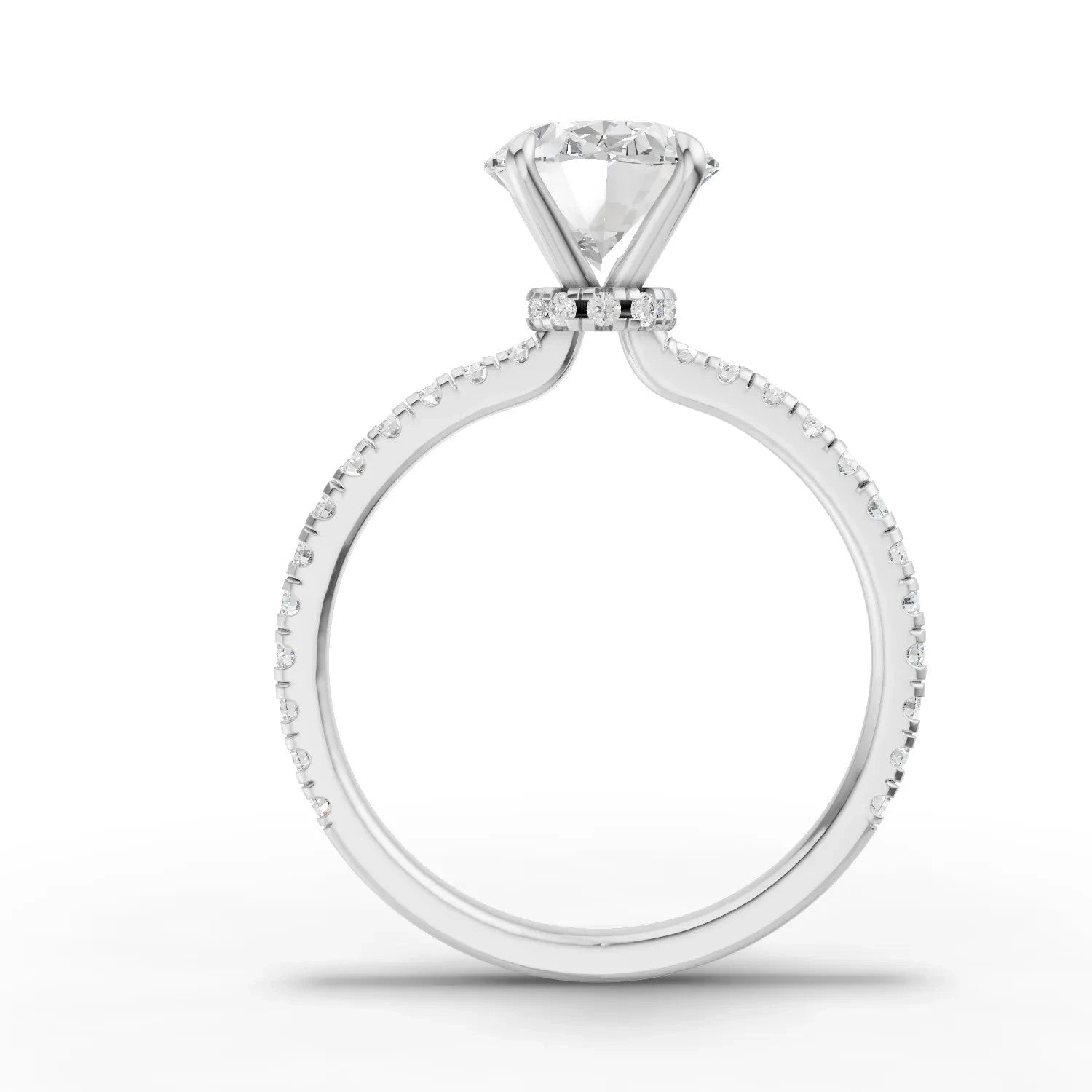 2 Carat Oval Lab-Grown Diamond Engagement Ring, Hidden Halo, 14K White Gold, IGI