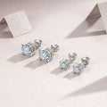 Stunning S925 Sterling Silver Moissanite Stud Earrings, 0.5 & 2ct D-VVS1 4-Prong