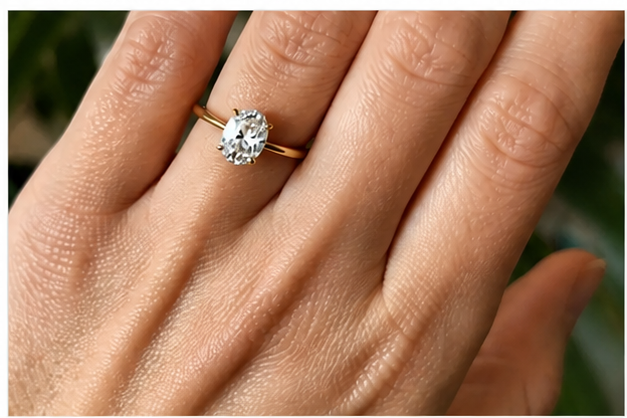 Solitaire Engagement Ring 14k Gold Lab Grown 2 Ct Oval Cut F VS1 Classic,IGI