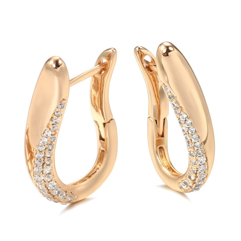 Zirconium Earrings Elegant Geometric Double Layer -beautiful design.