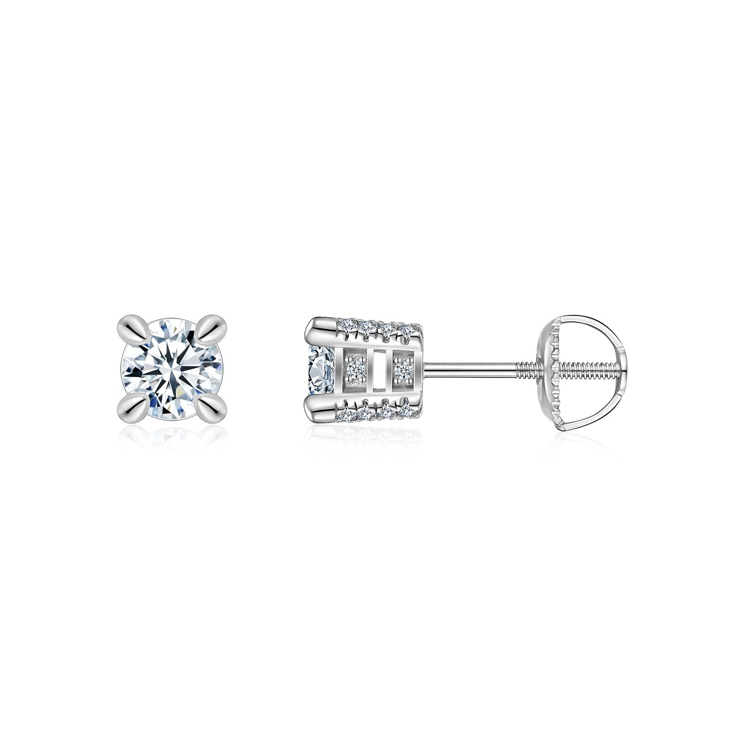 Stunning S925 Sterling Silver Moissanite Stud Earrings, 0.5 & 2ct D-VVS1 4-Prong