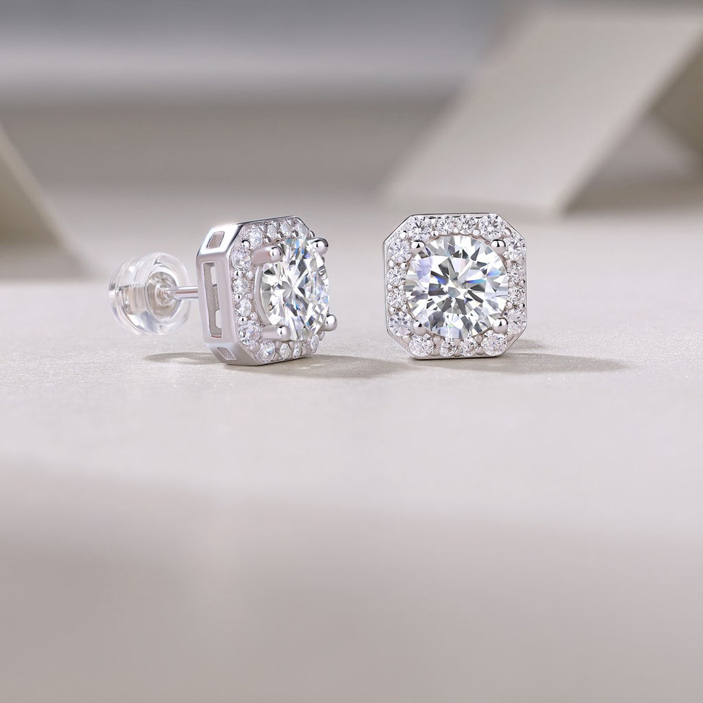 The Rose In The Heart - Earrings Set With 1-carat Top-quality Moissanite S925, S