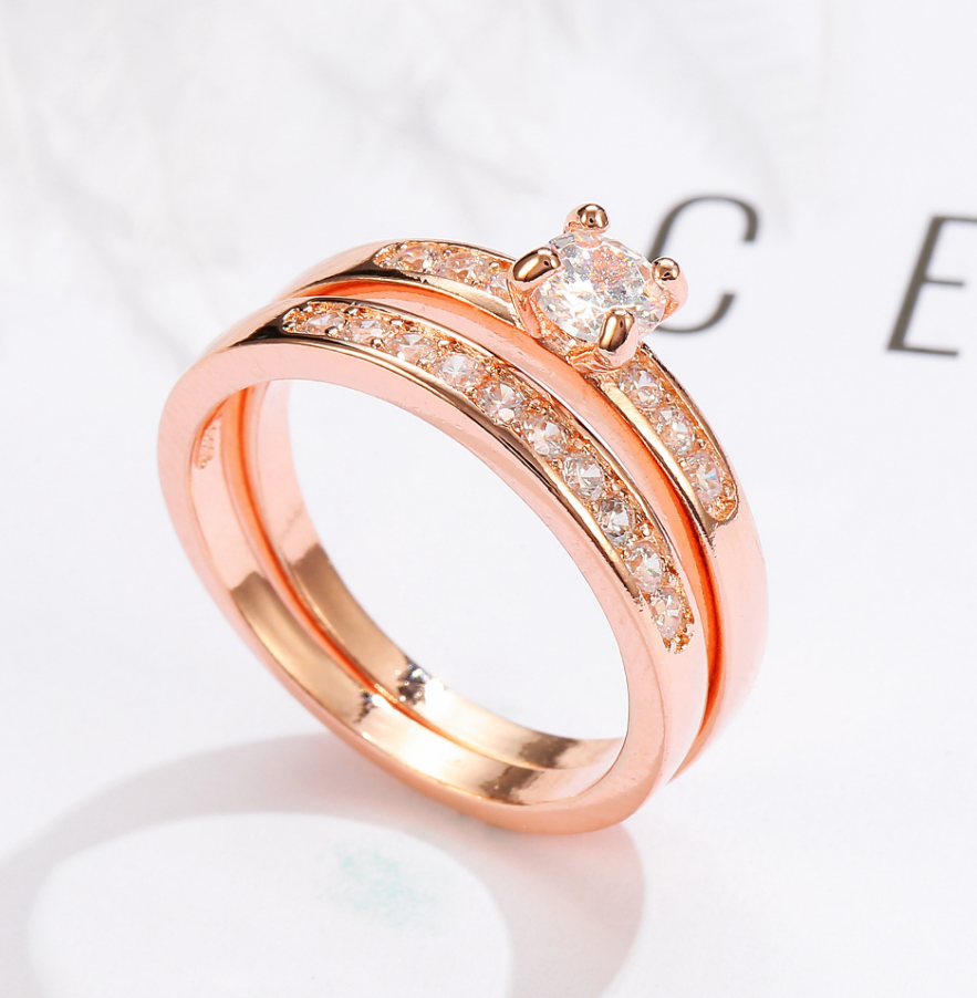 Rose gold Plated Ring with CZ Diamonds