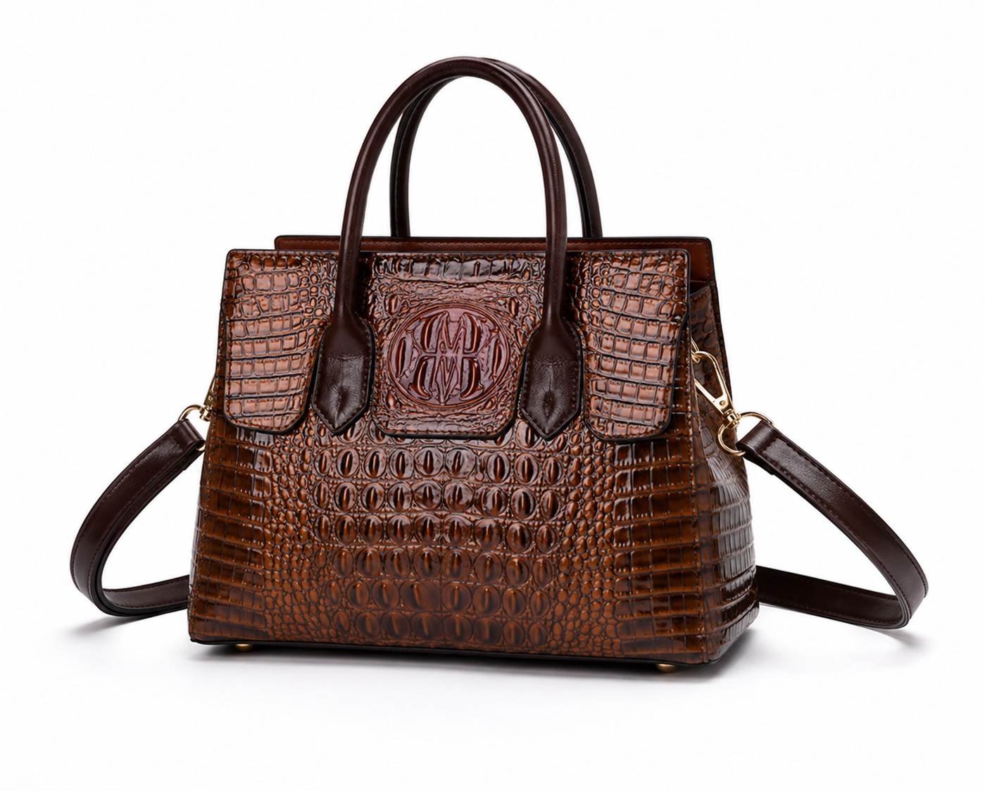 Women's Crocodile Embossed PU Leather Handbag